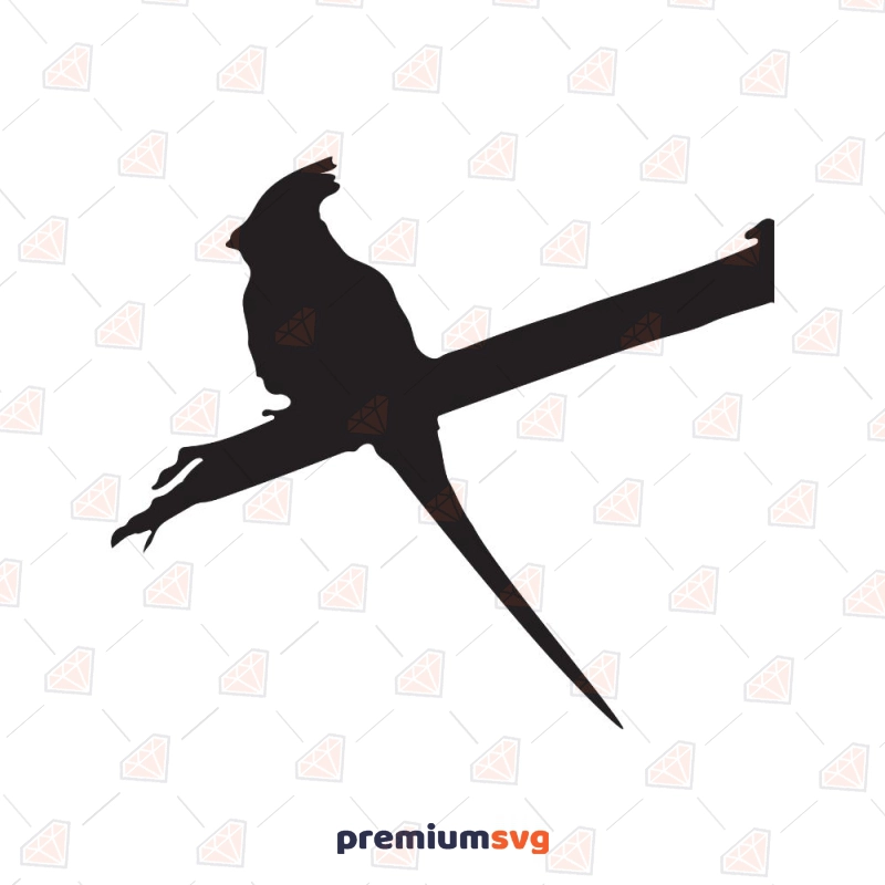 Bird On Branch SVG Cut & Clipart File, Bird Sitting On Brach Silhouette Bird SVG Svg