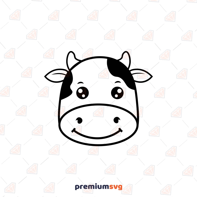 Black and White Cute Cow Head SVG, Baby Cow Face Cow SVG Svg
