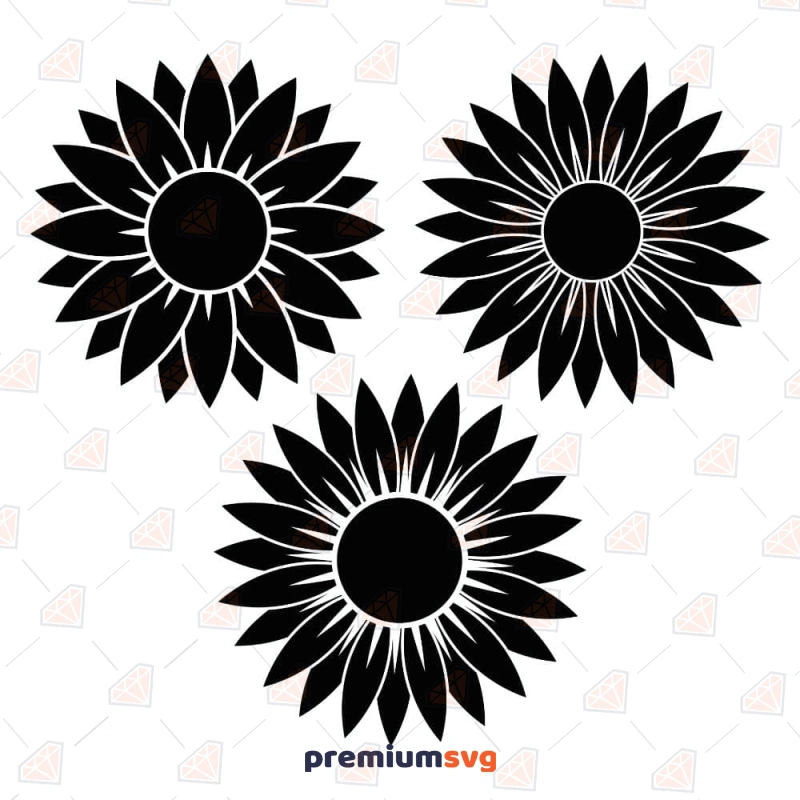 Silhouette of Sunflowers Bundle SVG Cut Files Sunflower SVG Svg