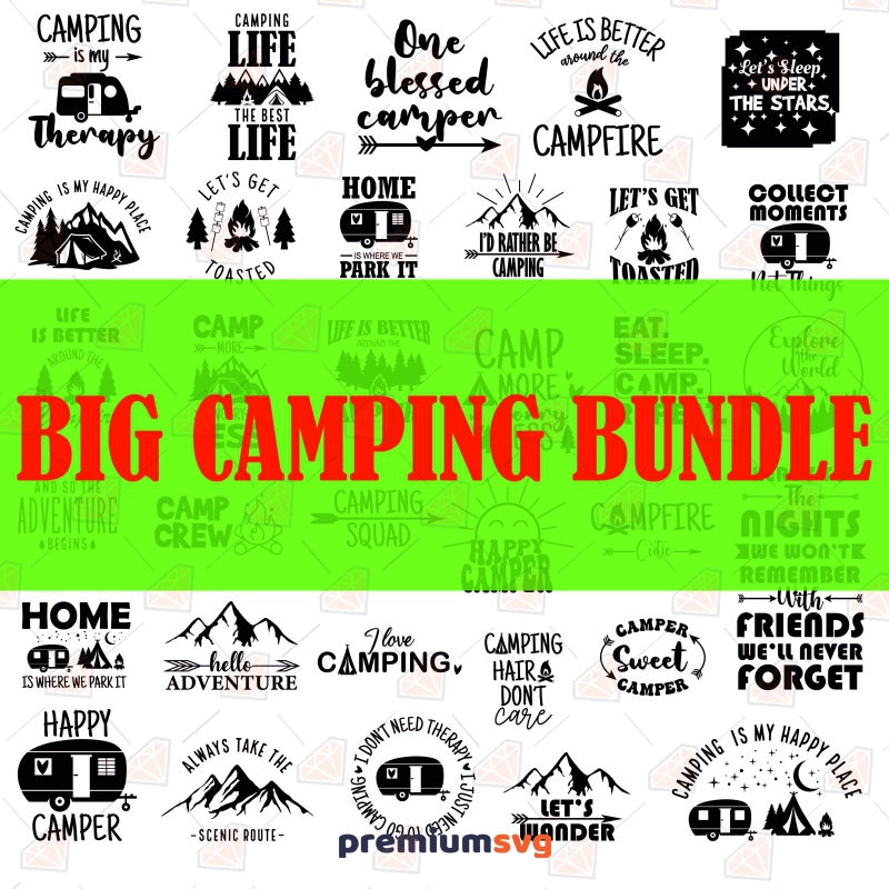 Camping Bundle SVG, 37 Camper SVG Designs Camping SVG Svg