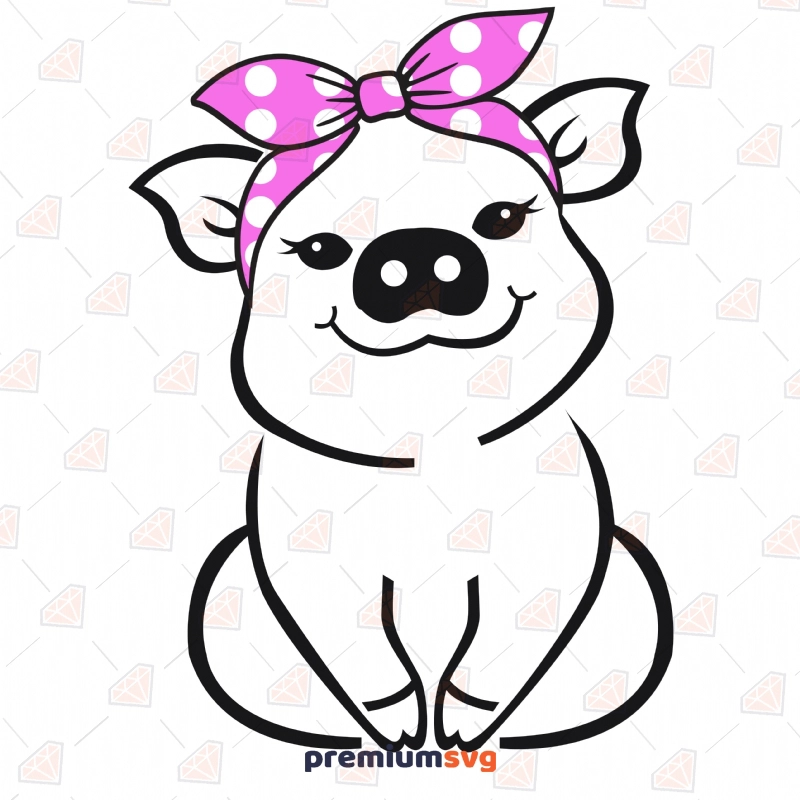 Cute Pig with Bandana SVG Cut Files Farm Animals SVG Svg