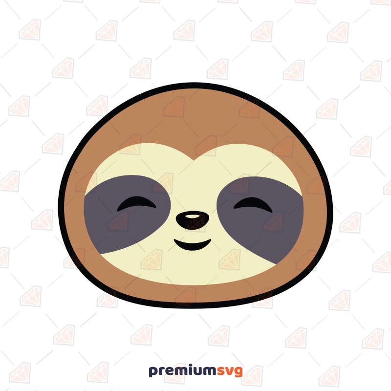 Cute Sloth Face SVG, Layered Sloth Face Clipart Wild & Jungle Animals SVG Svg