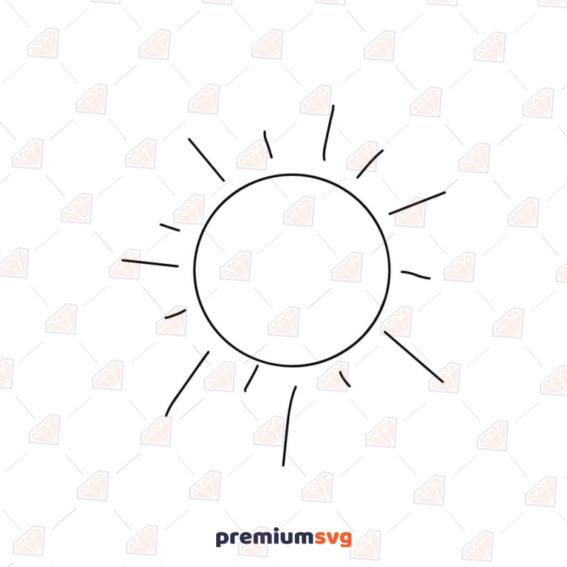 Hand Drawn Sun Outline SVG, Summer SVG Summer SVG Svg