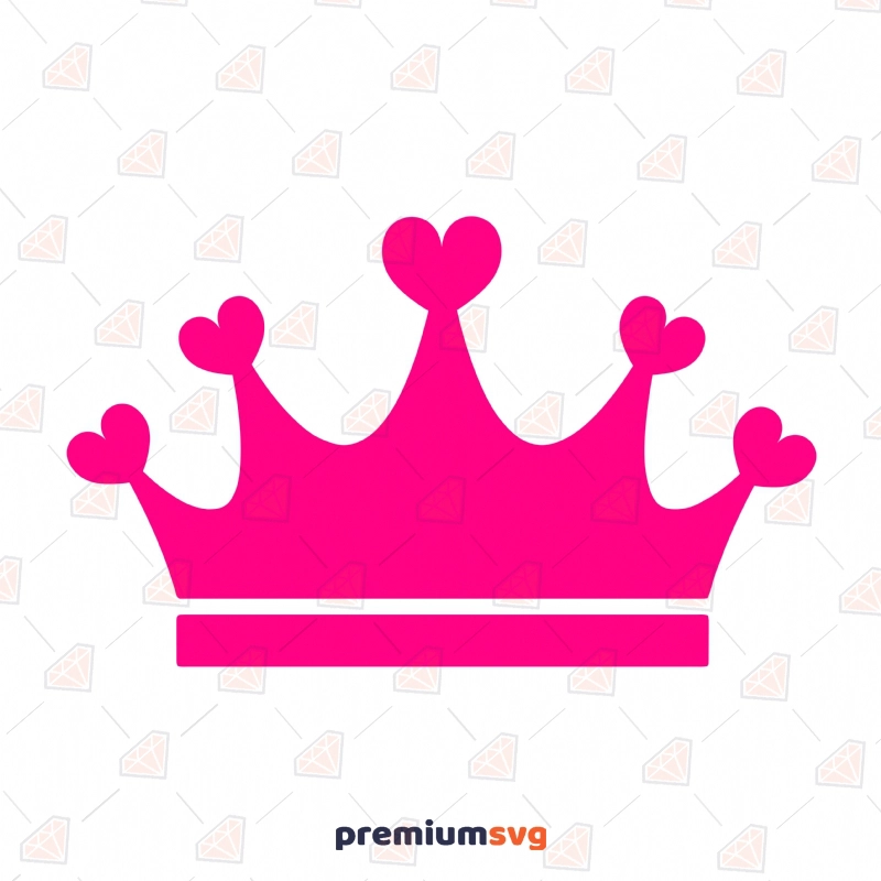 Pink Heart Crown SVG, Crown Vector Instant Download Shapes Svg