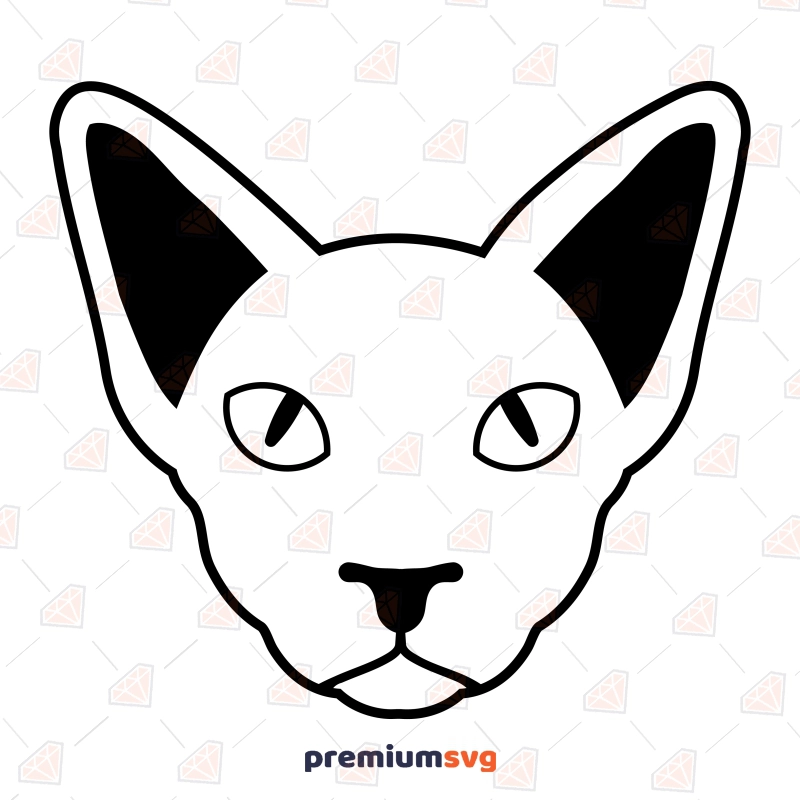 Sphynx Cat Face SVG Design and Clipart Cat SVG Svg