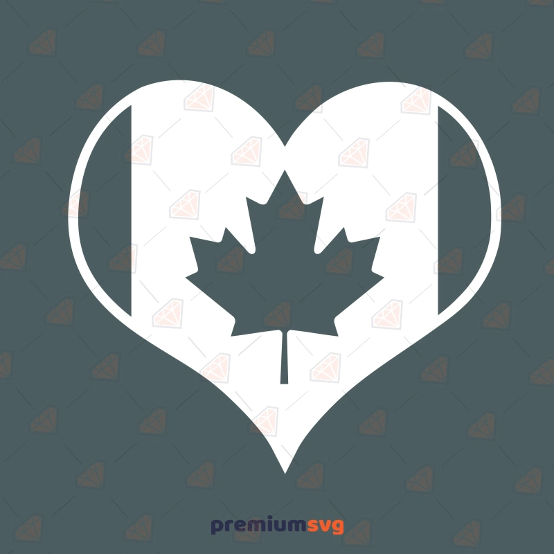Maple in Heart Canada Flag SVG Flag SVG Svg