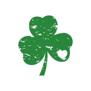 Distressed Shamrock with Heart SVG, Grunge Clover Leaf SVG St Patrick's Day SVG