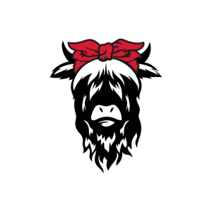 Highland Cow with Bandana SVG Cut File, Highland Cow SVG Cow SVG