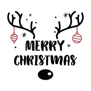 Merry Christmas Text with Deer Antler SVG Christmas SVG