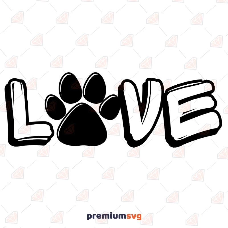 Love Paw SVG Cut Files, Paw Print Love Vector Files Pets Svg