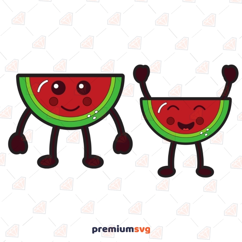 Cute Kawaii Watermelons SVG Files, Cute Watermelon Instant Download Cartoons Svg