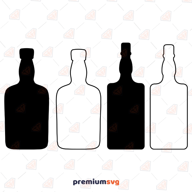 Whiskey Bottle Bundle SVG Cut Files, Bottle Outline SVG Vector Illustration Svg