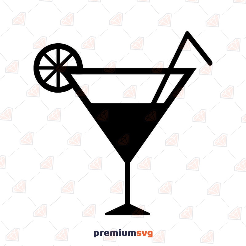 Cocktail Silhouette SVG File, Cocktail Vector Clipart Drinking Svg