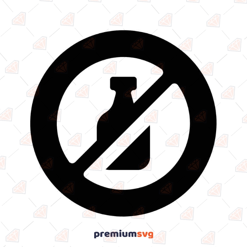 No Drinking SVG Cut File, No Drink with Bottle Clipart Drinking Svg