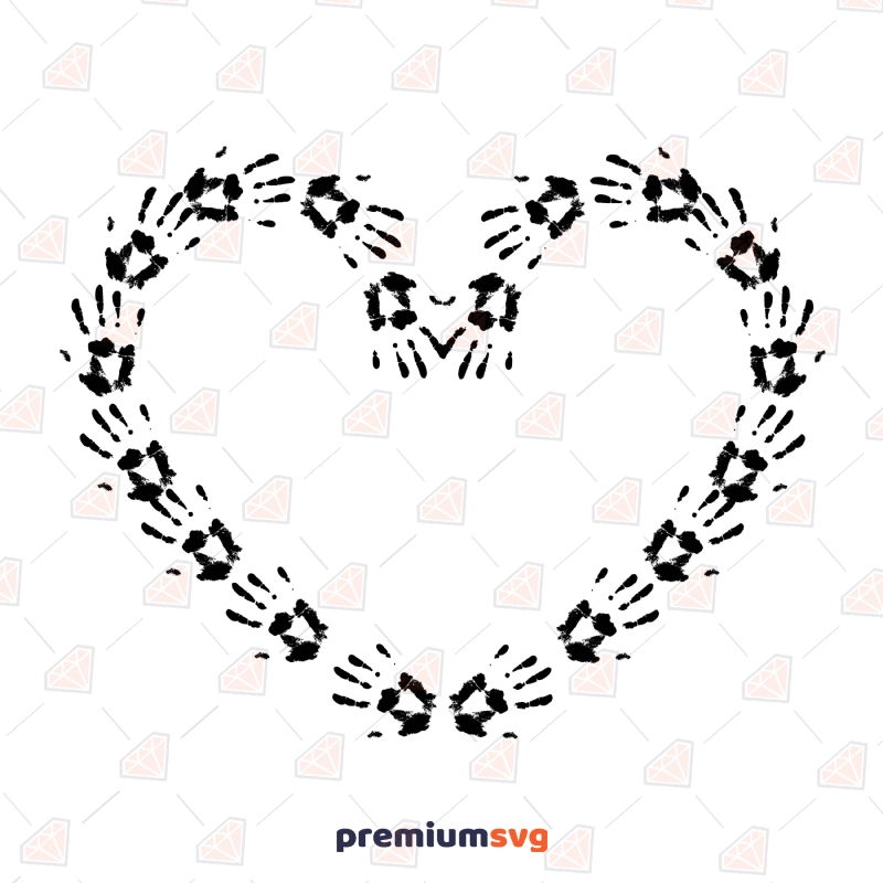 Handprint Heart SVG Cut File, Handprinted Heart Vector Instant Download Drawings Svg