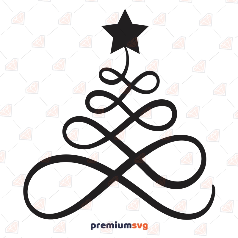 Christmas Line Tree with Star SVG Cut File Christmas SVG Svg