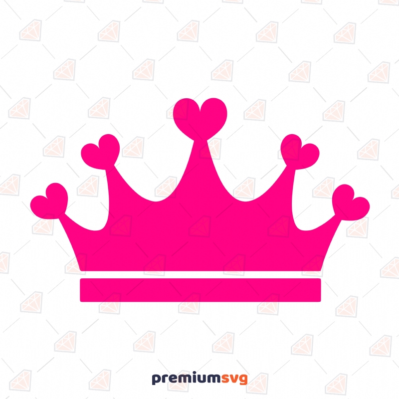 Pink Heart Crown SVG, Crown Vector Instant Download Shapes Svg