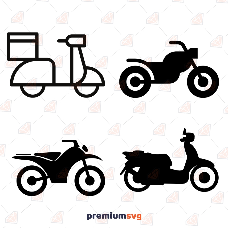 Motorcycle Bundle SVG Files, Motobike Clipart Transportation Svg