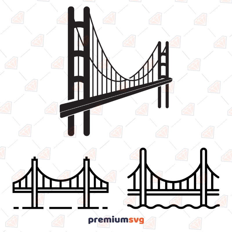 Golden Gate Bridge  SVG Cut File, Golden Gate Silhouette Building And Landmarks Svg