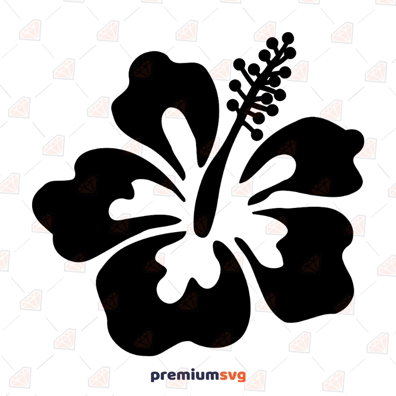 Black Hibiscus Flower SVG Cut Files, Hibiscus Clipart Instant Download Drawings Svg