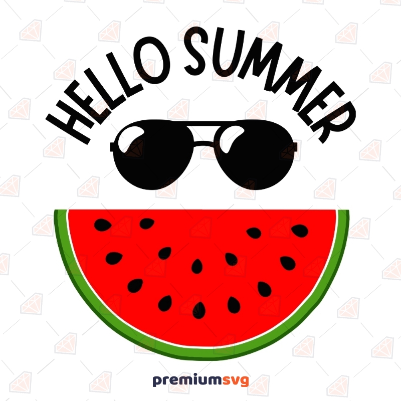 Hello Summer Watermelon SVG, Watermelon Sunglasses Clipart T-shirt Svg