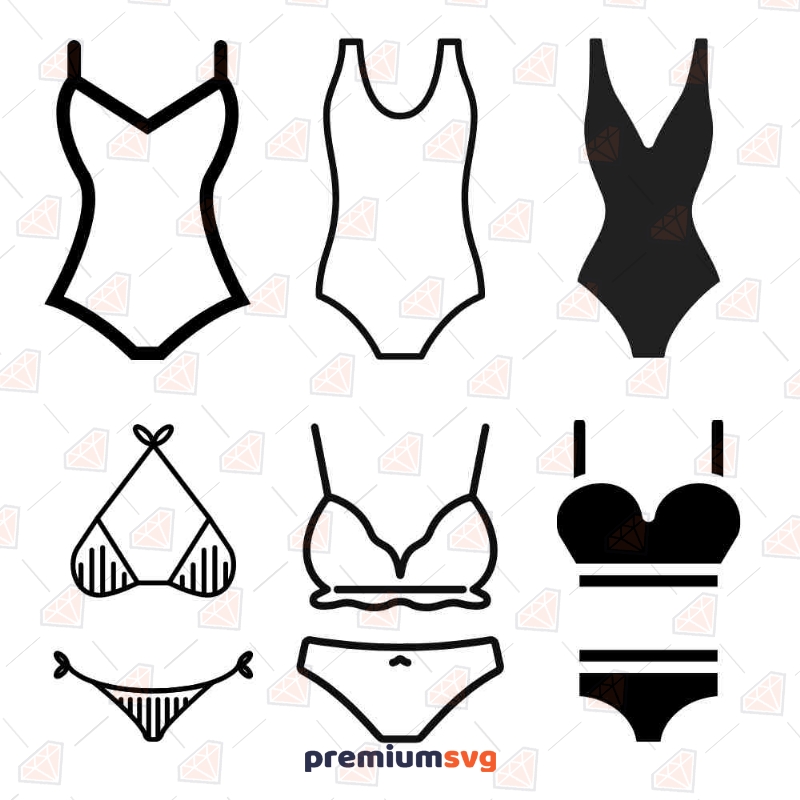 Bikini & Swimsuit Bundle SVG File, Swimsuits Instant Download Summer Svg