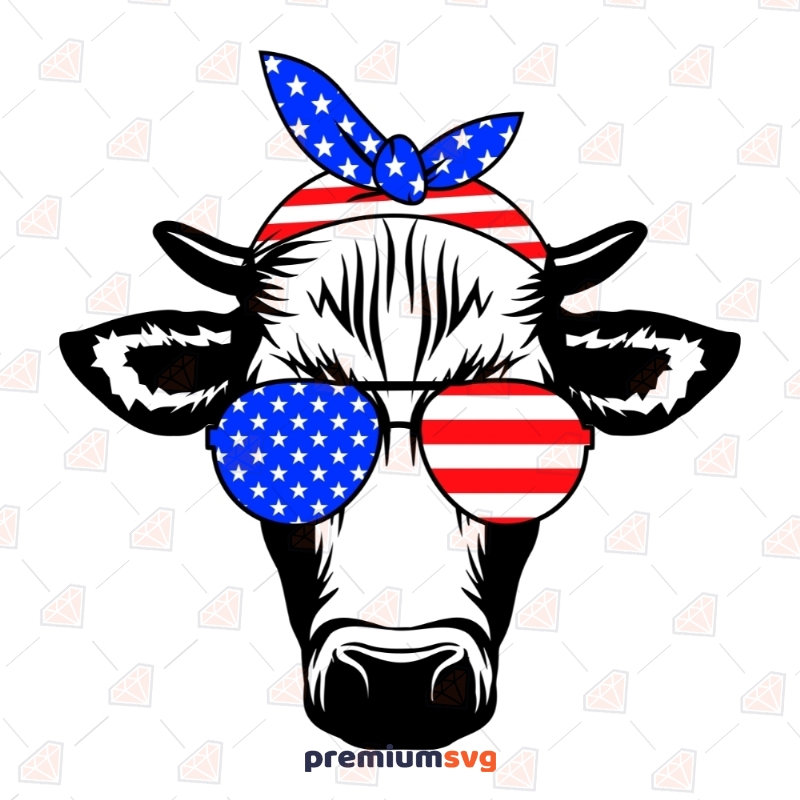 4th of July Heifer SVG, Patriotic Cow SVG 4th Of July SVG Svg