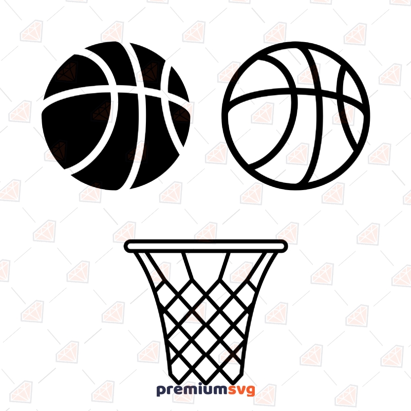 Basketball Balls and Net Bundle SVG Cut File Basketball SVG Svg
