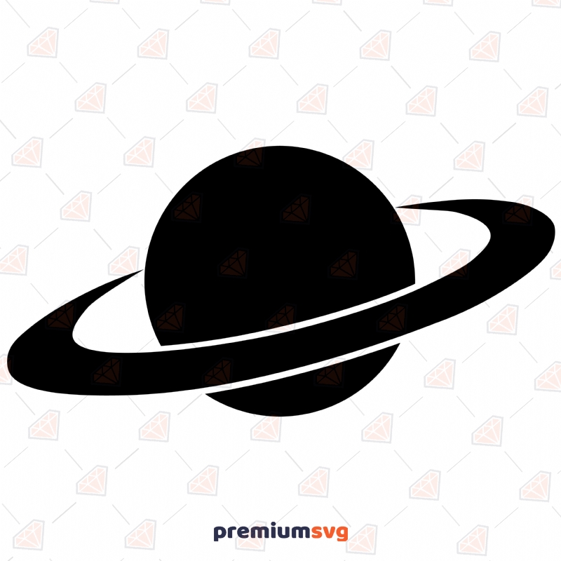 Basic Black Saturn Planet SVG Cut and Clipart File Sky/Space Svg
