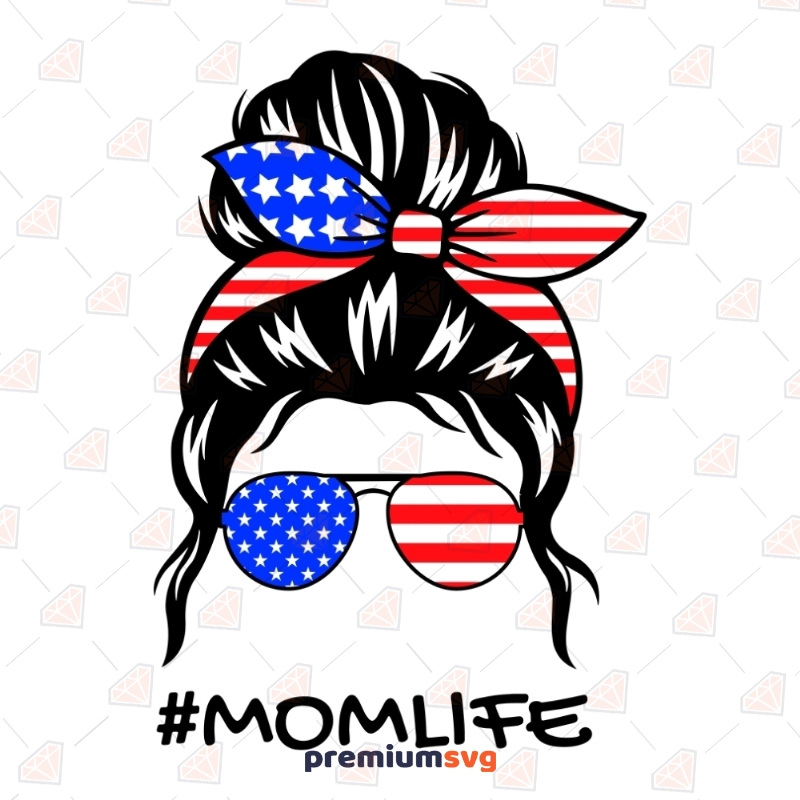 Download Messy Bun Svg Momlife 4th Of July Svg Cut Files Premium Svg