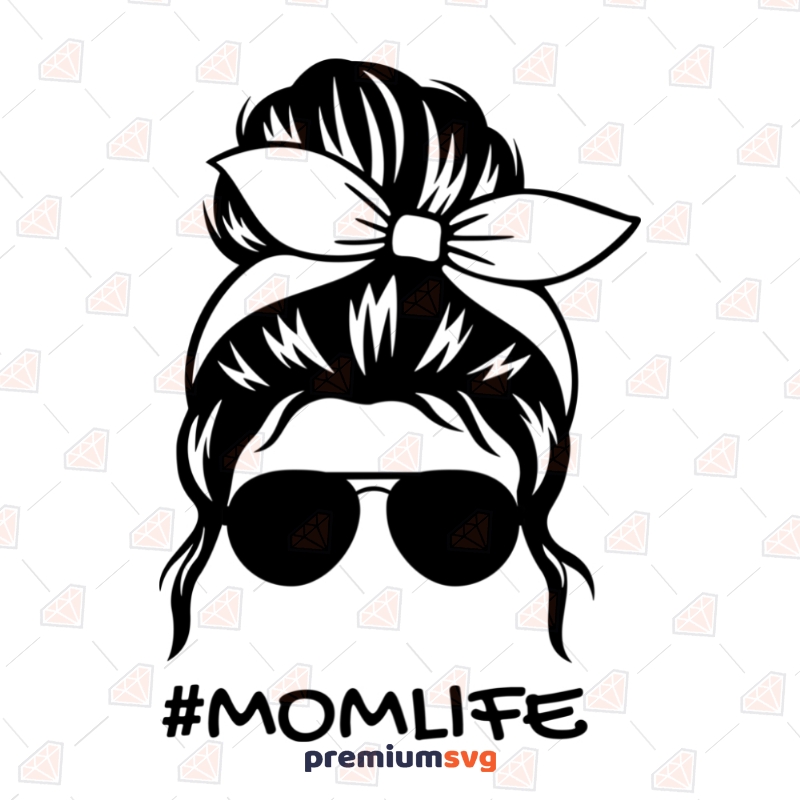 Download Black Messy Bun Svg Mom Life Bandana Svg Cut Files Premium Svg