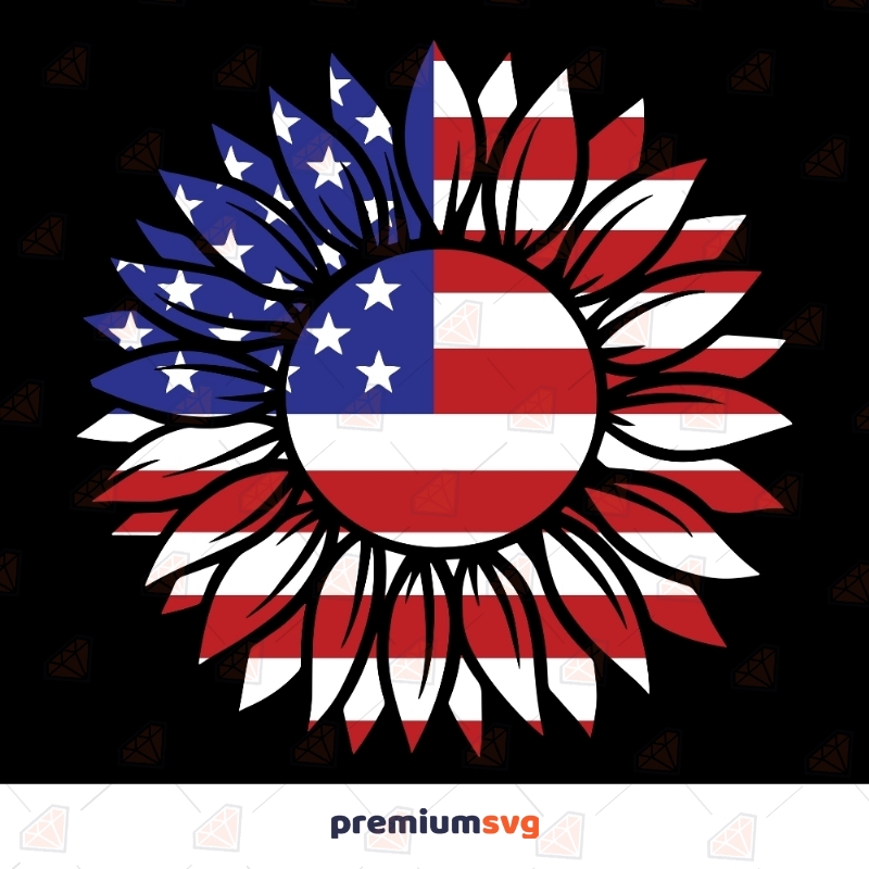 USA Sunflower Flag SVG | Patriotic Sunflower SVG Vector Files USA SVG Svg
