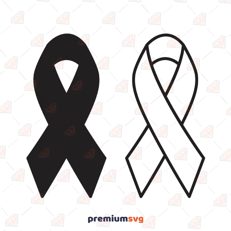 Black Ribbon Cancer SVG Cut File Cancer Day Svg