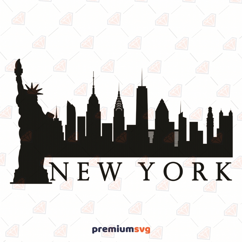 New York Skyline Silhouette SVG, New York Vector Instant Download Vector Illustration Svg