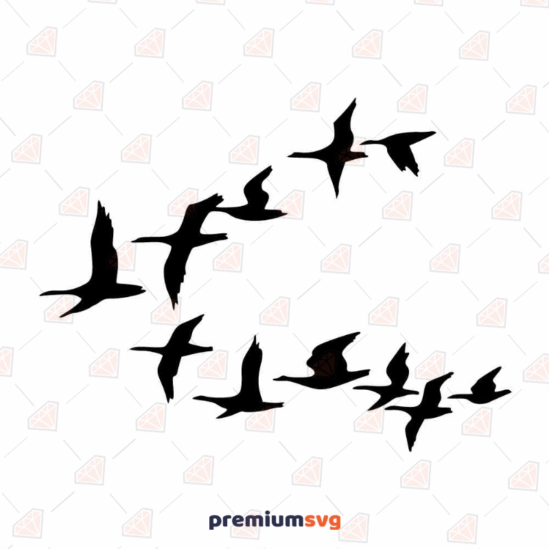 Flying Storks Flock SVG & Silhoette File, Flock of Birds SVG Instant Download Bird SVG Svg