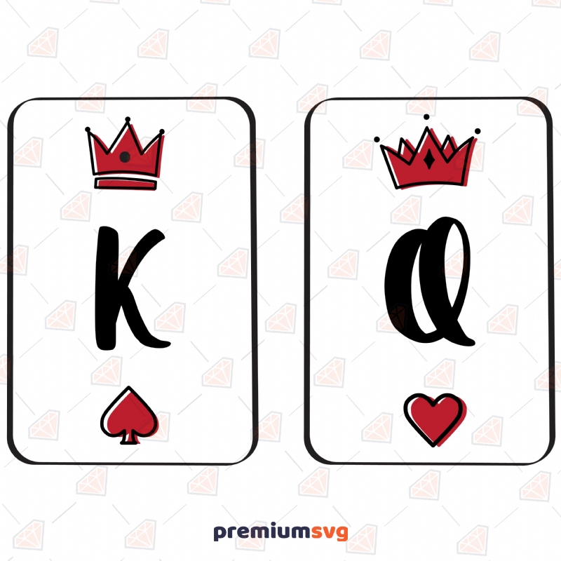 queen of hearts / King and Queen romanting matching cards case