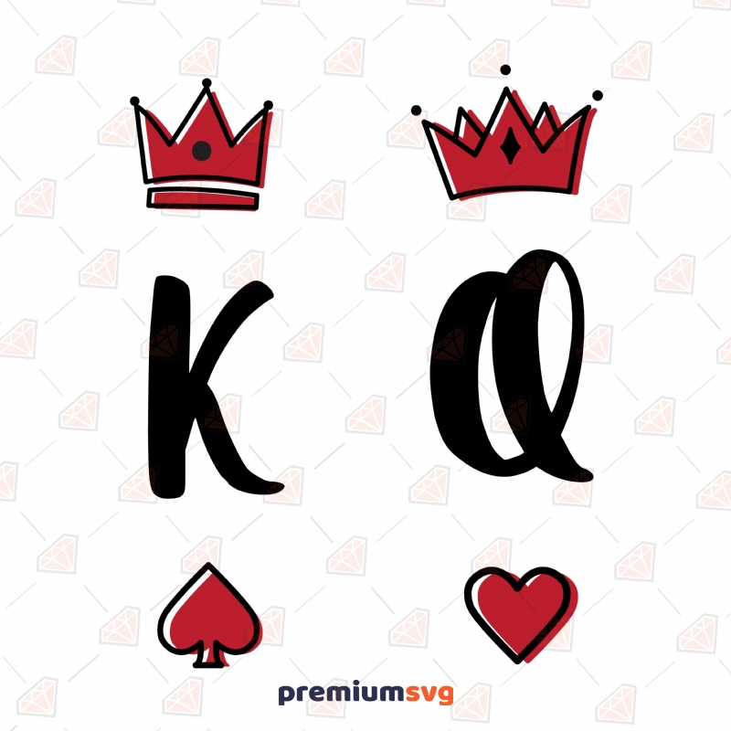 King and Queen SVG, K & Q Instant Download T-shirt SVG Svg