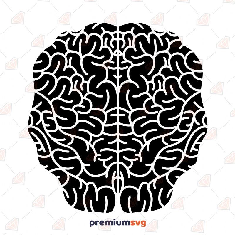 Black Brain SVG Clipart & Cut Files, Brain SVG Instant Download Vector Illustration Svg