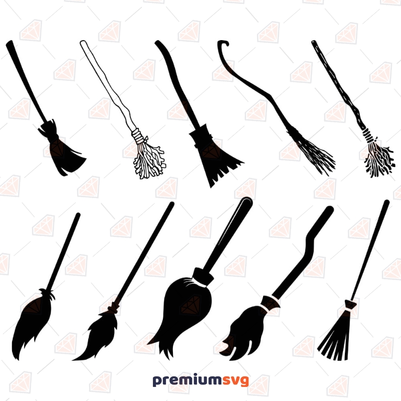 Broomstick SVG, Halloween Witch Broom Bundle SVG Clipart Halloween SVG Svg