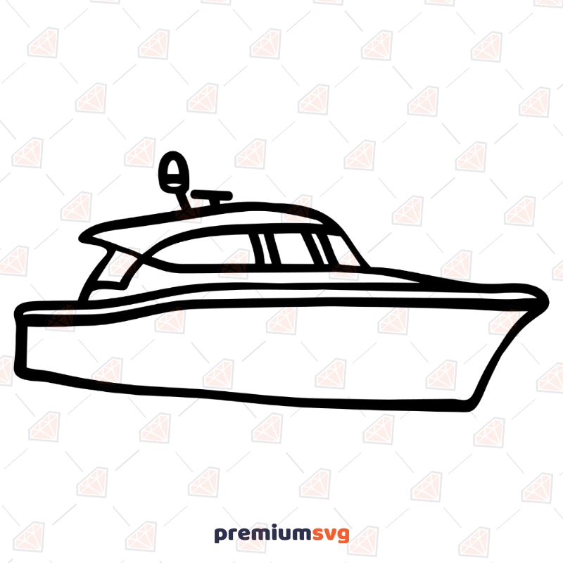 Yacht SVG Cut Files, Speed Boat Clipart Vector Illustration Svg