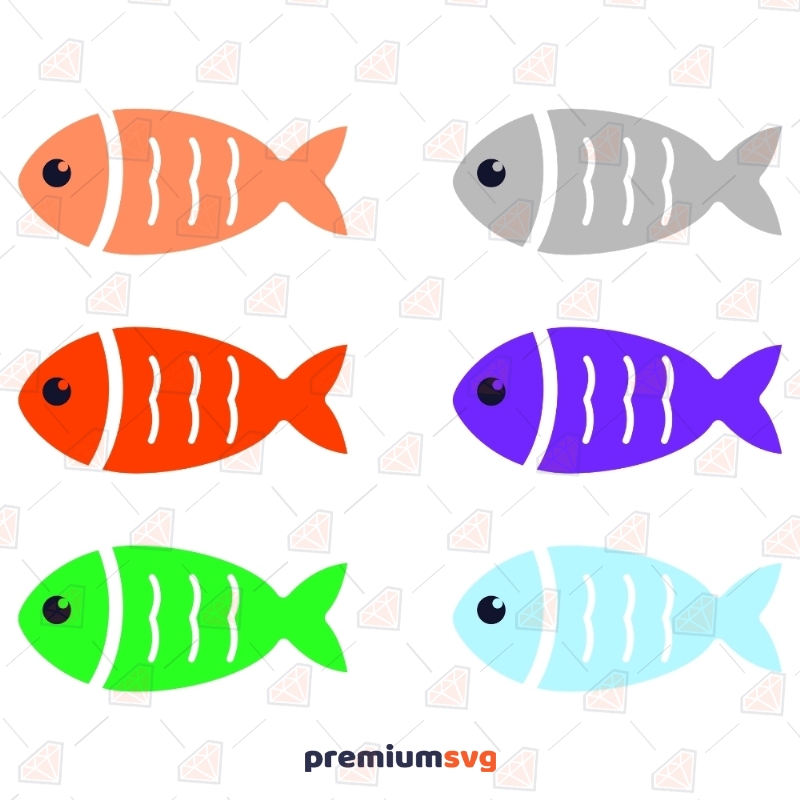 Cute Colorful Fish Clipart Files, Fish Bundle SVG Cut Files Cartoons Svg