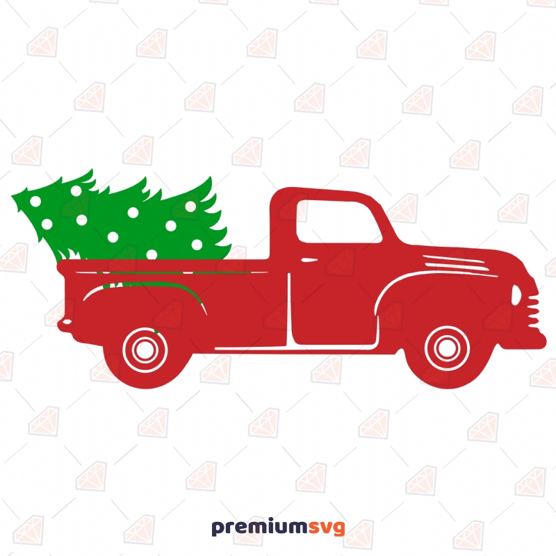 Christmas Truck with White Fruit Tree SVG Cut File Christmas SVG Svg