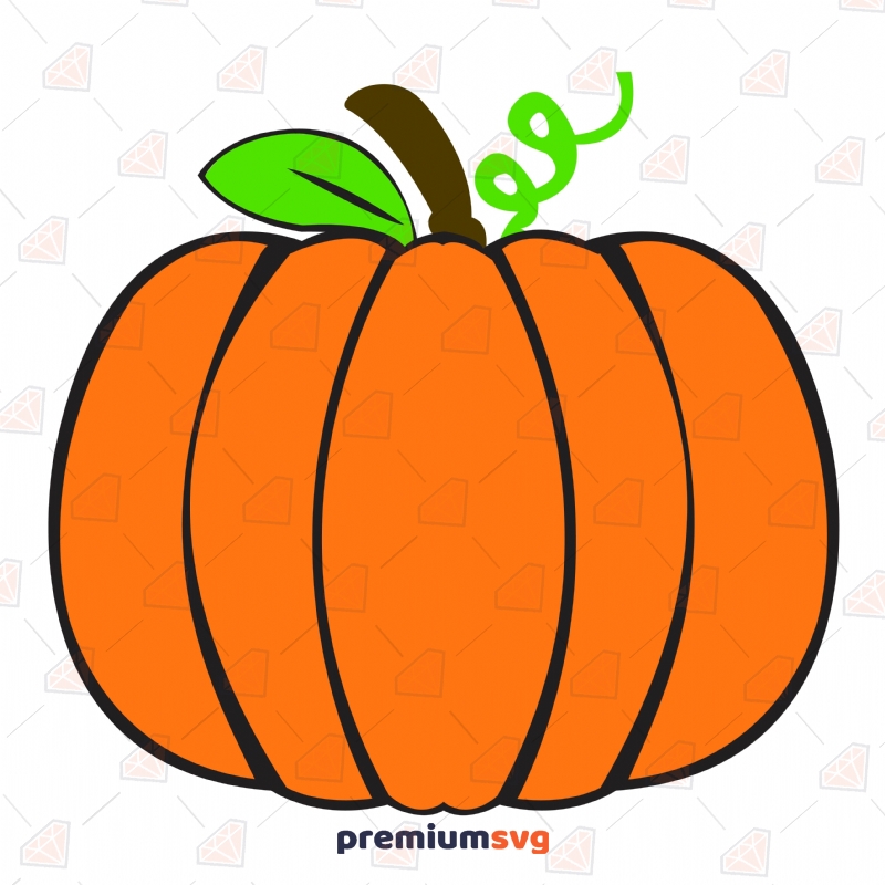Basic Orange Pumpkin with Leaf SVG, Pumpkin SVG Instant Download Halloween SVG Svg