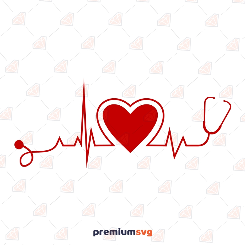 Red Nurse Stethoscope Heartbeat SVG Cut File Nurse SVG Svg