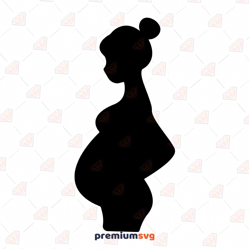 Pregnant Women Silhouette SVG, Pregnancy Clipart SVG Instant Download Vector Illustration Svg