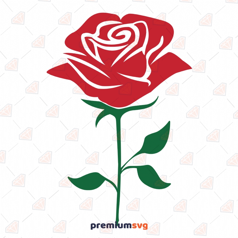 Red Rose SVG, Rose Clipart Vector Instant Download Flower SVG Svg