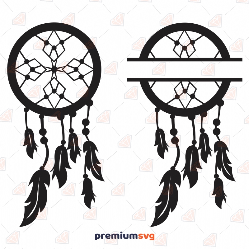 Dreamcatcher SVG Cut File, Dream Cather Vector Monogram Drawings Svg