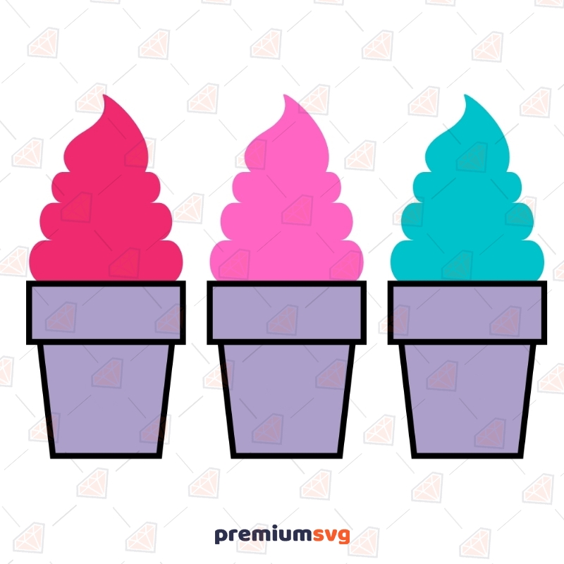 Ice Cream Cups Svg Vector Files, Ice Creams Clipart Files  Summer Svg