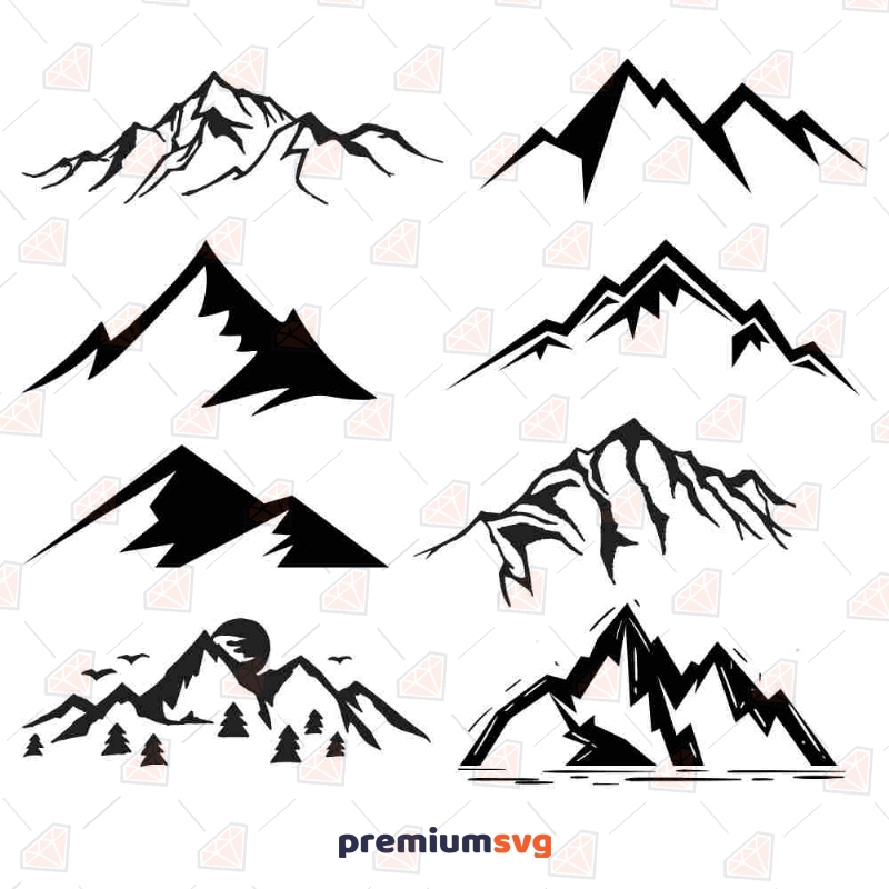 Mountains Silhouette SVG Cut Files Landscapes Svg