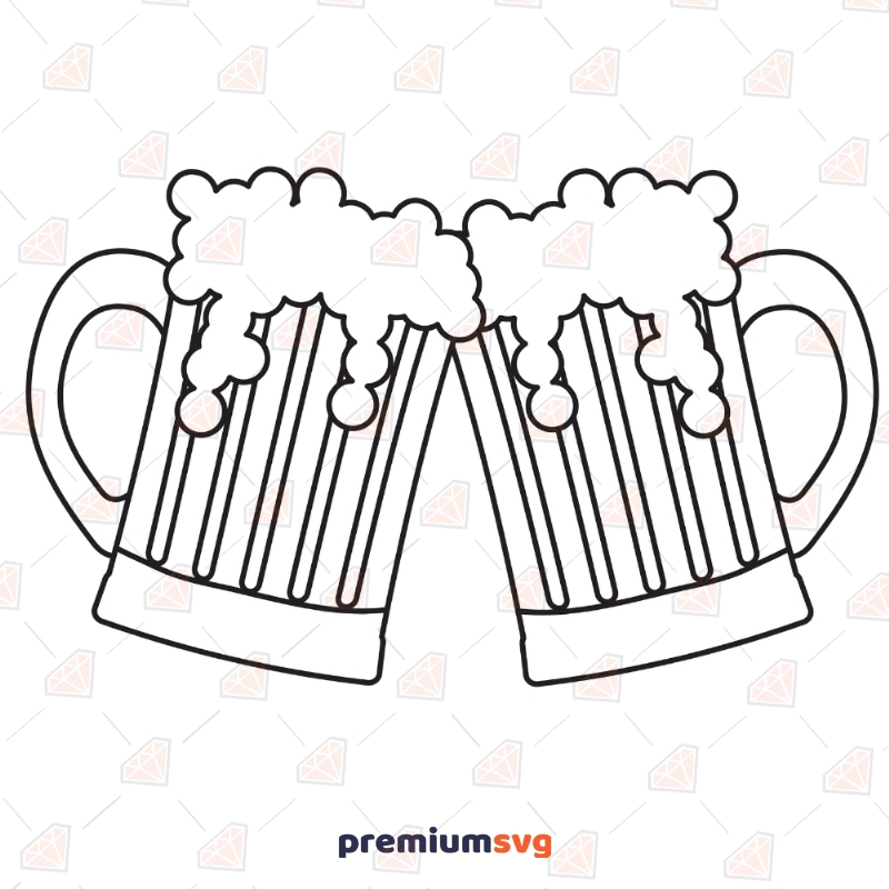 Beer Mugs Cheers SVG, Beer Pint Cheer Vector Files Drinking Svg